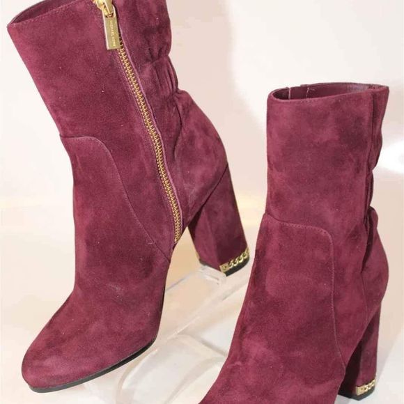 Michael Kors MK Designer Womens Suede Booties Heels Ankle Boots Size 5 M - Picture 1 of 9